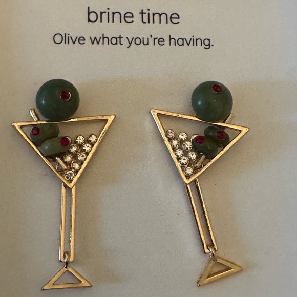 BaubleBar Green and Gold Martini Earrings - Picture 1 of 5